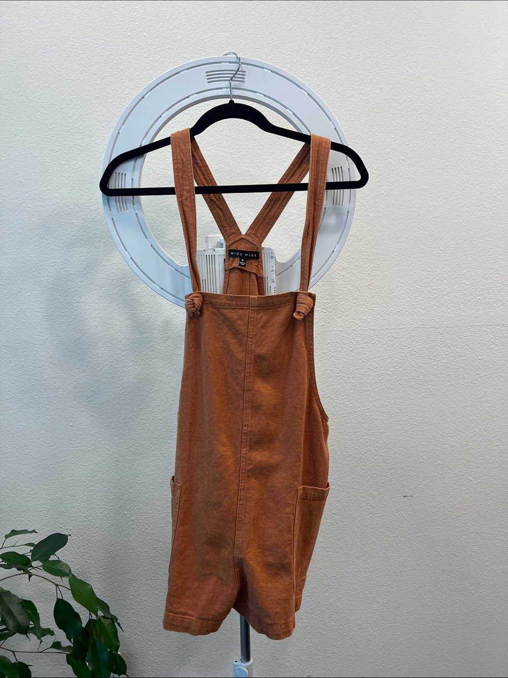 Miou Muse Rust Brown Short Overalls